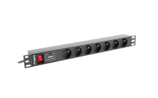 REGLETA LANBERG 1U 10A RACK 19 7X SOCKET NEGRO 2M