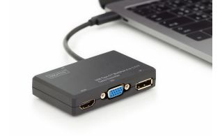 CONVERSOR HUB DIGITUS VIDEO A/V 4 EN 1 USB TIPO C SALIDA DP+HDMI+DVI+VGA 4K