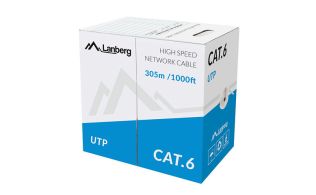 BOBINA CAT.6 LANBERG UTP RJ45 SOLIDO CCA AWG24 305M GRIS