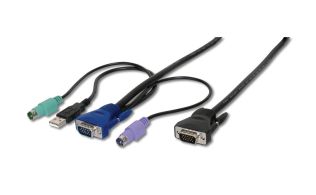 CABLE KVM DIGITUS VGA 2XPS/2 USB HDDB15/M 2 x MiniDIN6/M 1,8M