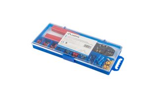 CAJA HERRAMIENTAS LANBERG CRIMPADORA Y 100 TERMINALES ELECTRICOS 1.25 A 4MM