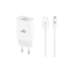 ADAPTADOR DE RED ENJOY USB 2 USB X 5V/24A CON CABLE MICRO USB BLANCO