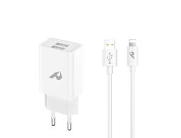 ADAPTADOR DE RED ENJOY USB 2 USB X 5V/24A CON CABLE LIGHTNING BLANCO