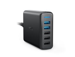 ADAPTADOR CORRIENTE ANKER POWERPORT SPEED 5 63W 5x USB NEGRO