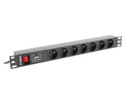 REGLETA LANBERG 1U 10A RACK 19 7X SOCKET NEGRO 2M