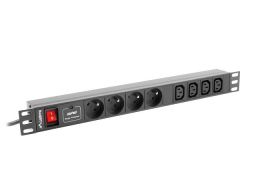 REGLETA LANBERG 1U 10A RACK 19 8X SOCKET NEGRO 2M