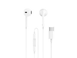 AURICULARES ENJOY CON MICROFONO CONTROL DE VOLUMEN TIPO C CABLE 1M BLANCO