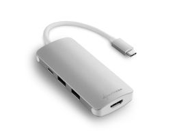 HUB USB SHARKOON 3X3.0 TYPE C + HDMI  ALUMINIO PLATA