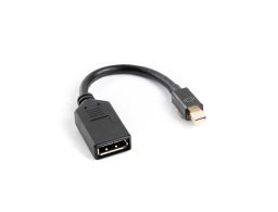 ADAPTADOR LANBERG DISPLAYPORT MINI MACHO A DISPLAYPORT HEMBRA CABLE 10 CM NEGRO