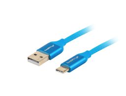 CABLE USB LANBERG 2.0 MACHO/USB C MACHO QUICK CHARGE 3.0 1M AZUL