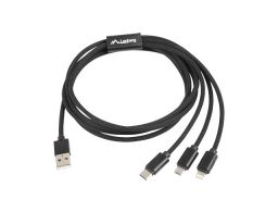 CABLE LANBERG 3EN1 USB USB-C MACHO,MICRO USB MACHO, LIGHTNING MACHO NEGRO 1.8M