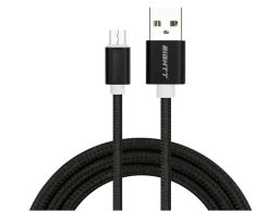 CABLE EIGHTT USB A MICROUSB 1MTS TRENZADO DE NYLON NEGRO. CARCASA DE ALUMINIO