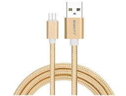 CABLE EIGHTT USB A MICROUSB 1MTS TRENZADO DE NYLON ORO. CARCASA DE ALUMINIO