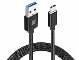 CABLE EIGHTT USB 3.0 A TYPE C 1MTS TRENZADO DE NYLON NEGRO