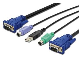 CABLE KVM DIGITUS VGA PS/2 USB HD DB15/M 2xMINIDIN6/M USB TIPO A/M HD DB15/M 3M