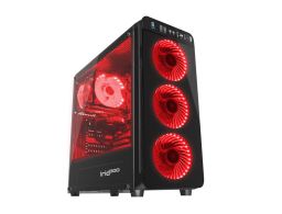 CAJA GAMING GENESIS IRID 300 ATX 1XUSB 3.0 2XUSB 2.0 S/F CRISTAL TEMPLADO ROJA