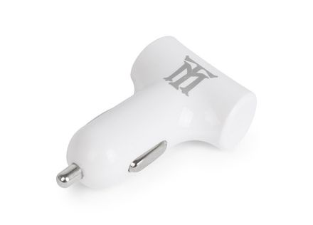 CARGADOR USB MAILLON COCHE PREMIUM 4,8A BLANCO 2 CONECTORES