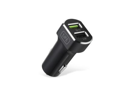 CARGADOR COCHE 1LIFE PA 2XUSB NEGRO