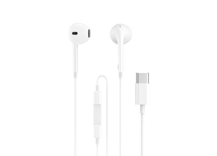 AURICULARES ENJOY CON MICROFONO CONTROL DE VOLUMEN TIPO C CABLE 1M BLANCO