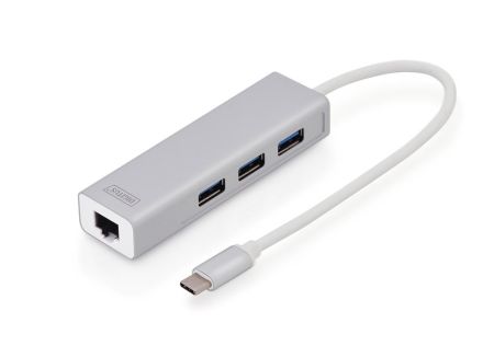 CONVERSOR HUB DIGITUS USB RJ-45 GIGABIT 3X USB 3.0 TIPO C 3 PUERTOS USB A/H