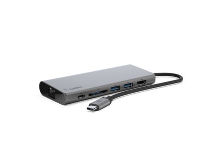 HUB BELKIN TIPO C A 2x USB/ A 1x TIPO C 1x HDMI 1x GBE 1x SD GRIS