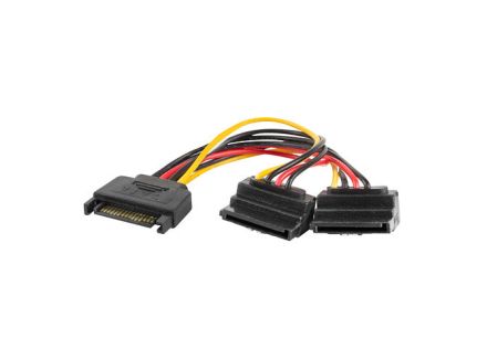 CABLE ALIMENTACION LANBERG SATA MACHO/2X SATA HEMBRA 15CM