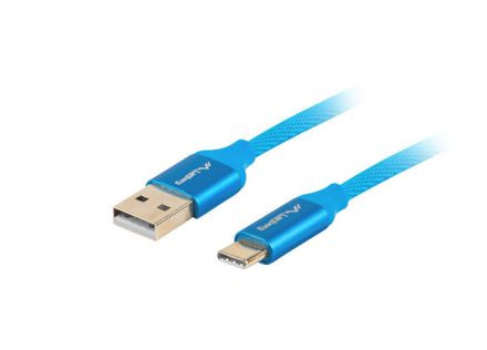 CABLE USB LANBERG 2.0 MACHO/USB C MACHO QUICK CHARGE 3.0 1M AZUL