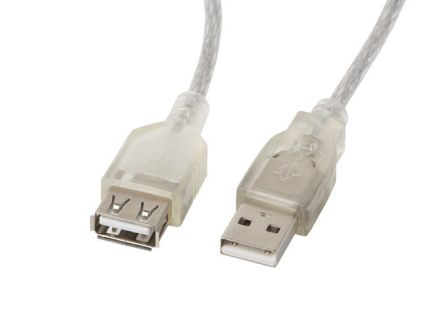 CABLE ALARGADOR LANBERG USB 2.0 MACHO HEMBRA FERRITA 3M TRANSPARENTE