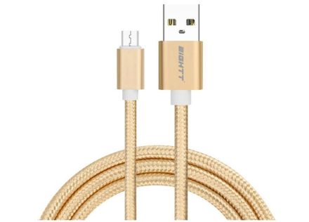 CABLE EIGHTT USB A MICROUSB 1MTS TRENZADO DE NYLON ORO. CARCASA DE ALUMINIO