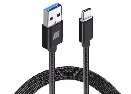 CABLE EIGHTT USB 3.0 A TYPE C 1MTS TRENZADO DE NYLON NEGRO