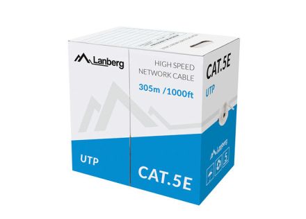 BOBINA CAT.5E LANBERG UTP RJ45 SOLIDO CCA AWG24 305M GRIS