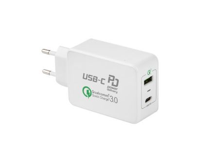 CARGADOR NATEC USB-C Y USB PD 5V 3A QUICK CHARGE 3.0 33W BLANCO