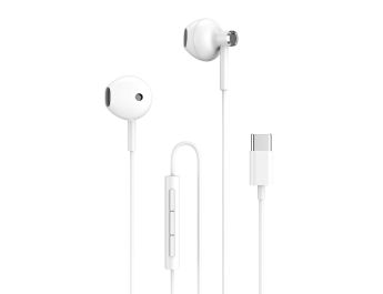 AURICULARES ENJOY CON CONTROL DE VOLUMEN TIPO C CABLE 1M BLANCO