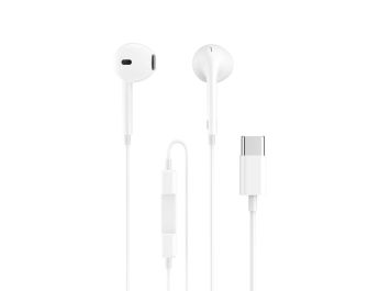 AURICULARES ENJOY CON MICROFONO CONTROL DE VOLUMEN TIPO C CABLE 1M BLANCO