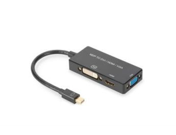 CONVERSOR DIGITUS DISPLAYPORT MINI DP- HDMI+DVI+VGA M-H/H/H 0,2m3 1 CE dorado bl