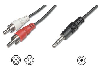 CABLE DIGITUS ADAPTADOR AUDIO JACK 3.5mm - 2x RCA 1,5m CCS 2x0,10/10 M/M