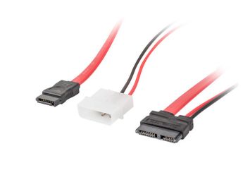 CABLE MOLEX LANBERG 2 PIN MACHO Y SATA 7PIN H/SATA SLIMLINE 13 PINES HEMBRA 35CM