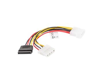 CABLE LANBERG ALIMENTACION MOLEX MACHO A SATA HEMBRA + MOLEX HEMBRA 15 CM