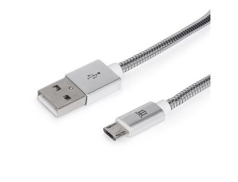 CABLE MAILLON PREMIUM MICRO USB 2,4 METAL PLATEADO 1M