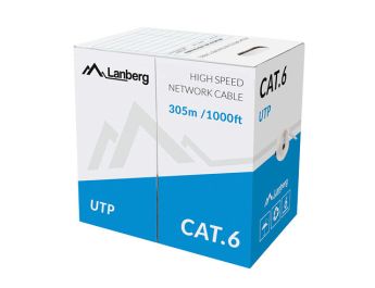 BOBINA CAT.6 LANBERG UTP RJ45 SOLIDO CCA AWG24 305M GRIS